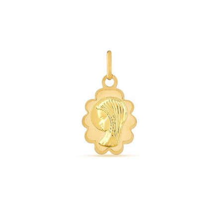 Pendente em ouro amarelo 18K com medalha da virgem
