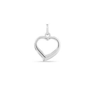 Colgante de oro blanco 18K en corazón grande perforado