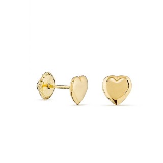 Brincos em ouro amarelo 18K com coração liso