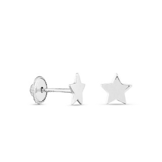 Brincos em ouro branco 18K com estrela