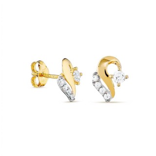 Brincos em ouro amarelo 18K em formato de 8 e com zircónia