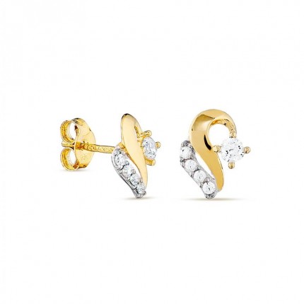 Brincos em ouro amarelo 18K em formato de 8 e com zircónia