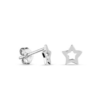 Pendientes tipo botón de estrella en plata 925‰ rodiada