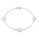 Pulsera de plata de 3 corazones de 18CM