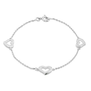 Pulsera de plata de 3 corazones de 18CM