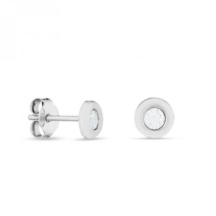 Brincos em prata com círculo e zircónia de 3 MM