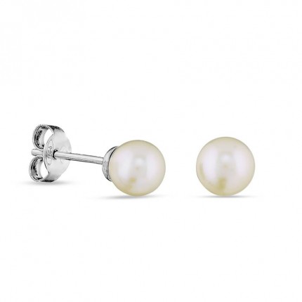 Brincos em prata com pérola de água doce 6MM