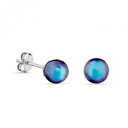 Pendientes de plata con perla negra de agua dulce 7MM