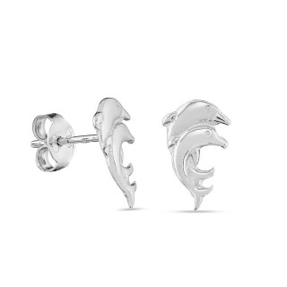Pendientes de plata con 2 delfines