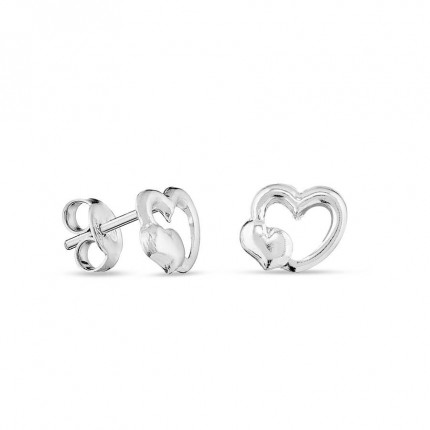 Pendientes de plata con 2 corazones