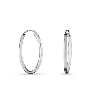 Pendientes de aro de plata en tubo 25MM