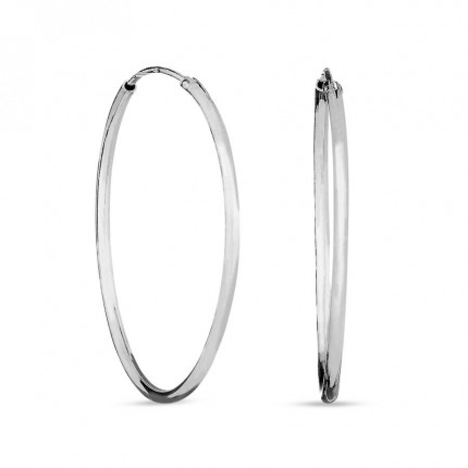Pendientes de aro de plata en tubo 45MM