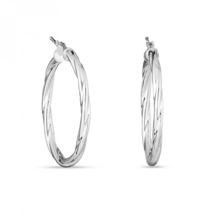 Pendientes de aro de plata rizada 30MM