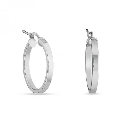 Brincos de argola em prata plana de 20 MM
