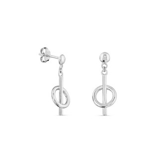 Pendientes de plata con barra y círculo inclinado