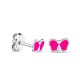 Pendientes de plata con mariposa rosa en esmalte