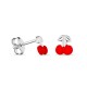 Pendientes de plata con cerezas rojas en esmalte