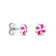 Pendientes de plata con flor rosa en esmalte
