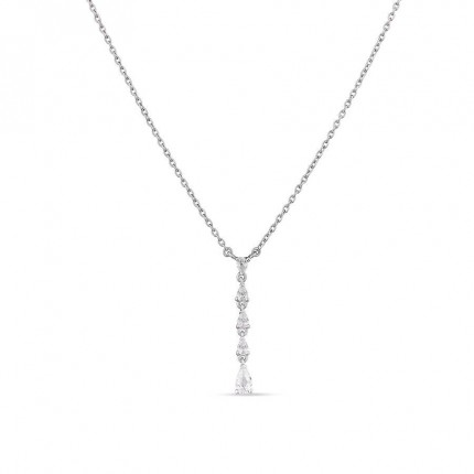 Collar de plata en forma Y con 5 circonitas 40+3CM