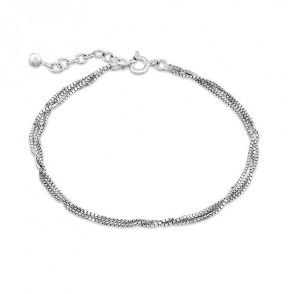 Pulsera de plata 2 cadenas enrolladas de 18CM