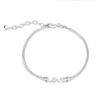 Pulsera de plata love con cadena doble de 18CM