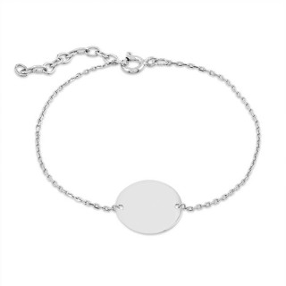 Pulsera de plata con círculo grande para grabar 18CM