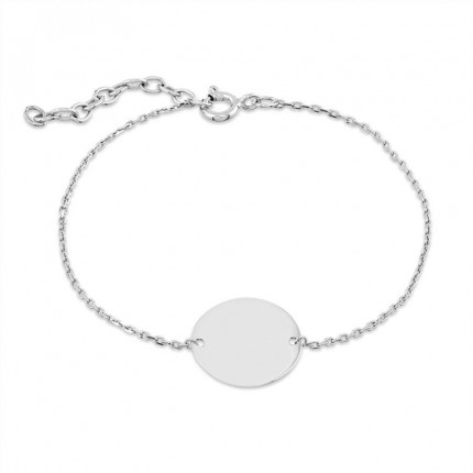 Pulseira em prata com circulo grande para gravar de 18 CM
