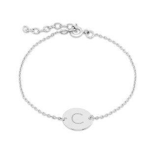 Pulsera de plata con chapa y cadena grourmette 18CM