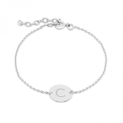 Pulsera de plata con chapa y cadena grourmette 18CM