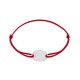 Pulsera de plata chapa y cordón rojo ajustado para grabar