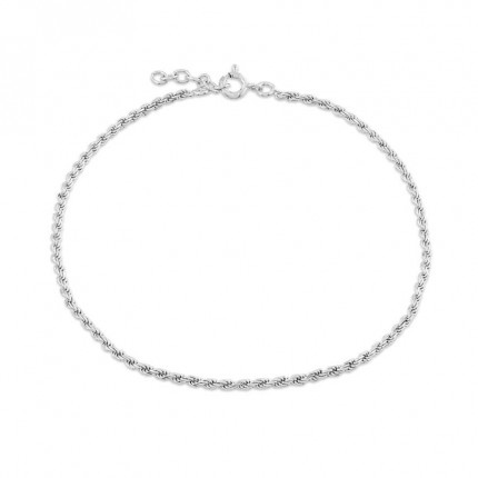 Tobillera de plata con cordón 24+2CM