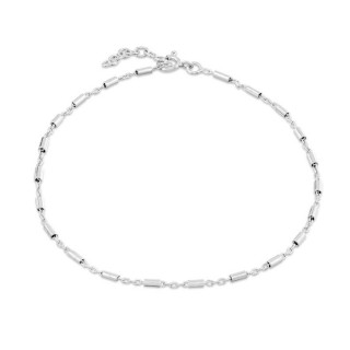 Tobillera de plata con 3 anillos + tubo 24+2CM