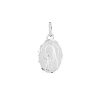 Colgante de plata con medalla ovalada de virgen