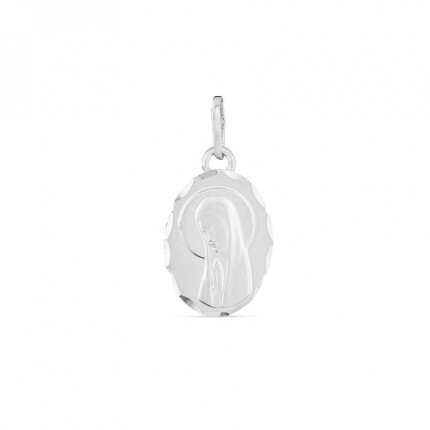 Colgante de plata con medalla ovalada de virgen