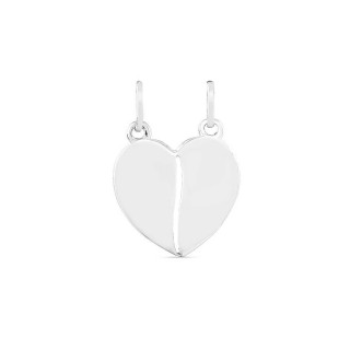 Colgante de plata con corazón partido y 2 argollas