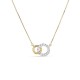 Collar oro bicolor 9K doble círculo y circonita 42CM