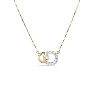 Colar em ouro bicolor 9K com circulo duplo e zircónia de 42 CM
