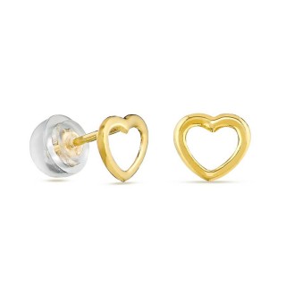 Pendientes de oro amarillo 9K con corazón perforado