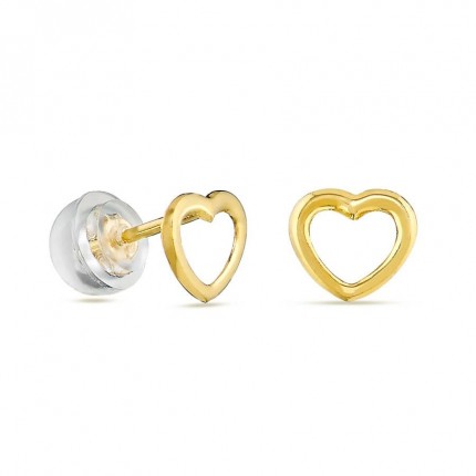 Brincos em ouro amarelo 9K com coração perfurado