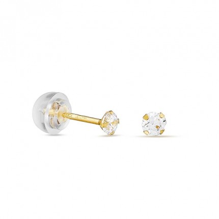Brincos em ouro amarelo 9K com 4 garras e zircónia de 3MM