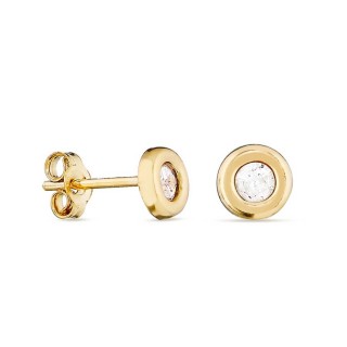 Brincos em ouro amarelo 9K e chatón de 3MM