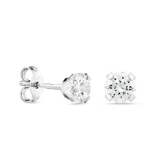 Pendientes de oro blanco 9K con 4 garras y circonita 4.5MM