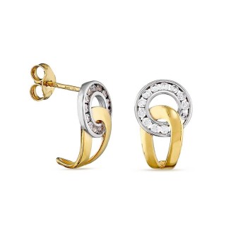 Pendientes de oro bicolor 9K con circonita