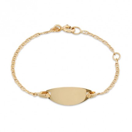 Pulsera de oro amarillo 9K de identidad para bebé 13CM