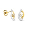 Brincos em ouro bicolor 9K e zircónia