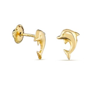 Pendientes de oro amarillo 9K con un delicado diseño de delfín
