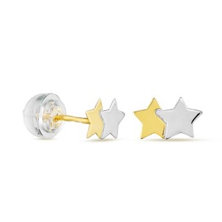 Pendientes de oro amarillo 9K con 2 estrellas