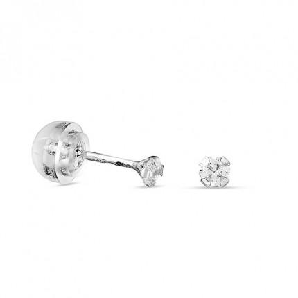 Brincos em ouro branco 9K com 4 garras e zircónia de 2.5MM