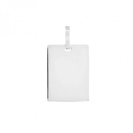 Pendente em ouro branco 9K com placa quadrada