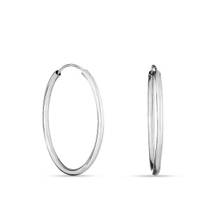 Pendientes de aro de oro blanco 9K en tubo 25MM